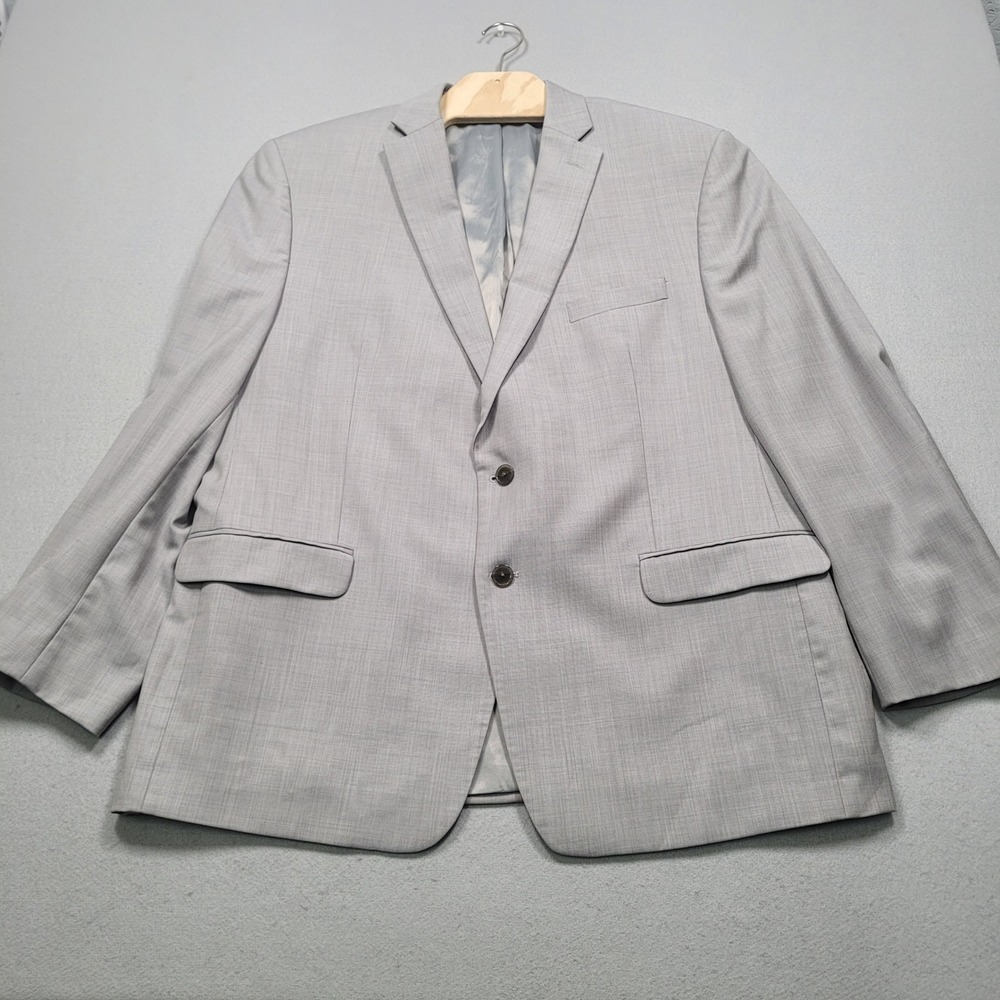 Calvin Klein Mens Light Gray 100% Wool 2 Button Blazer Sport Coat 48R